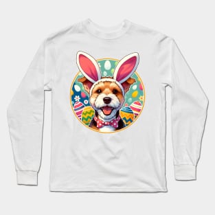 Teddy Roosevelt Terrier Enjoys Easter with Bunny Ears Long Sleeve T-Shirt